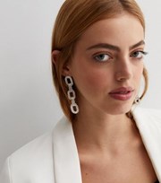 New Look Crystal Diamante Chain Drop Earrings